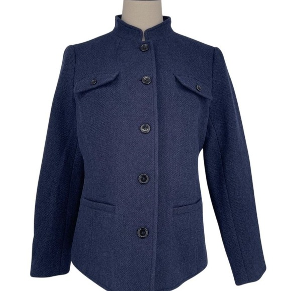 Talbots Jackets & Blazers - Talbots Women's Blue Wool Blend Jacket Size 10 M Casual Short Length